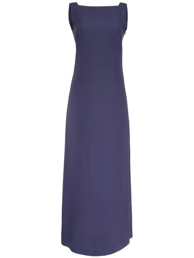 Shop Jil Sander Long Crepe Dress In Dark Blueblu