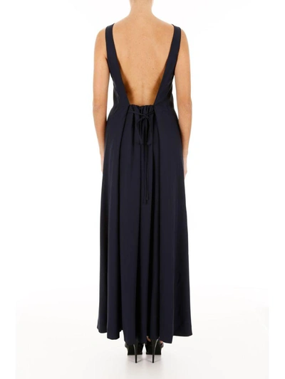 Shop Jil Sander Long Crepe Dress In Dark Blueblu