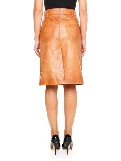 Shop Prada Goatskin Skirt In Caramelbeige