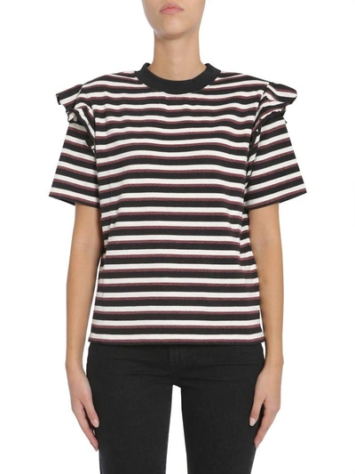 Shop Kitsuné Striped T-shirt In Red