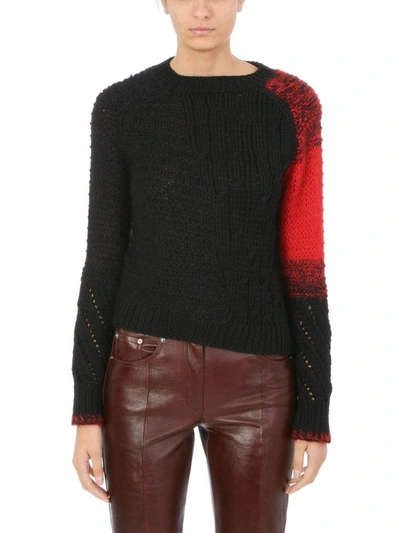 Shop Helmut Lang Punk Patchwork Black And Red Wool Blend Jumper