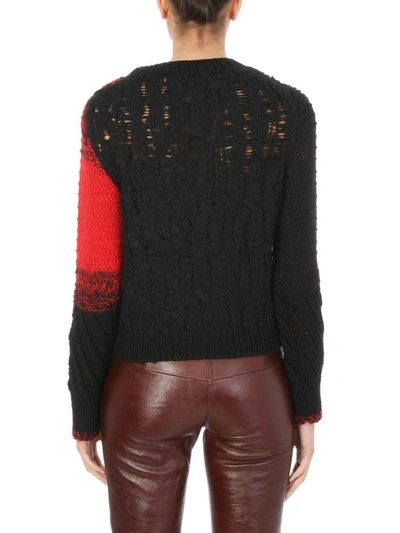 Shop Helmut Lang Punk Patchwork Black And Red Wool Blend Jumper