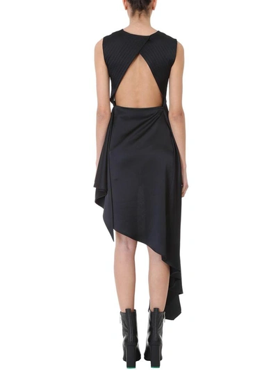 Shop Off-white Asymmetric Draped Dress In Black