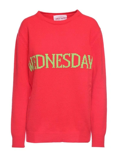 Shop Alberta Ferretti Wednesday Wool And Cashmere-blend Jumper In Rosso