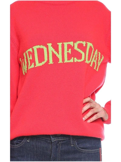 Shop Alberta Ferretti Wednesday Wool And Cashmere-blend Jumper In Rosso
