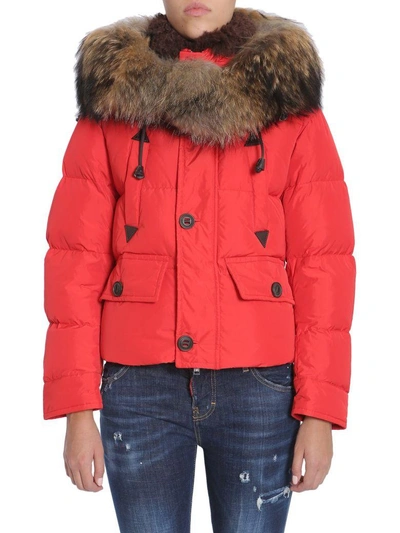 Shop Dsquared2 Nylon Down Bomber Jacket In Rosso