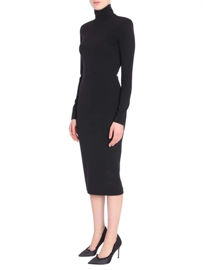 Shop Dsquared2 Turtleneck Dress In Nero