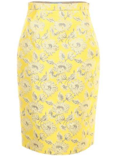 Shop Prada Lurex Jacquard Skirt In Topazio (yellow)