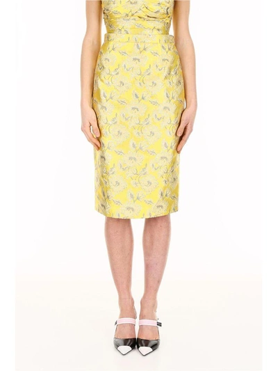 Shop Prada Lurex Jacquard Skirt In Topazio (yellow)