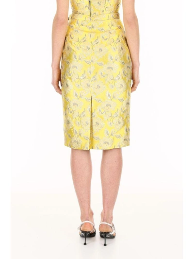 Shop Prada Lurex Jacquard Skirt In Topazio (yellow)