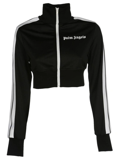 Shop Palm Angels Cropped Zipped Jacket In Black