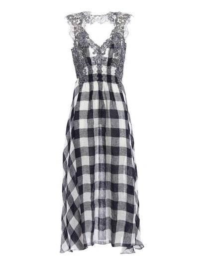 Shop Ermanno Scervino Checkered Dress In Qbianco-nero