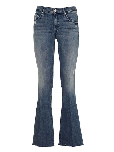 Mother The Hustler Fray Ankle Bootcut Jeans In Medio Chiaro