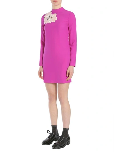 Shop Carven Dress With Flower Patch In Viola