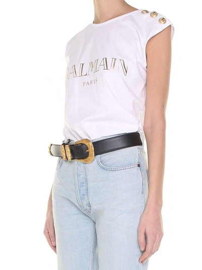 Shop Balmain Logo-print Cotton-jersey Tank Top In Bianco