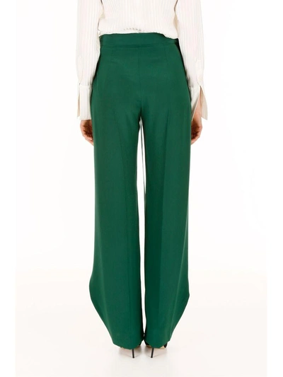 Shop Stella Mccartney Silk Trousers In Leaf Green (green)
