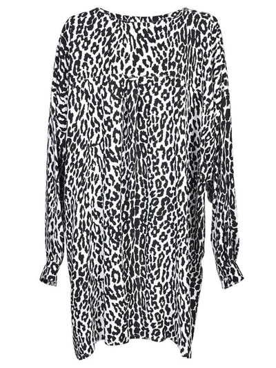 Shop Faith Connexion Leopard Print Blouse In Black-white