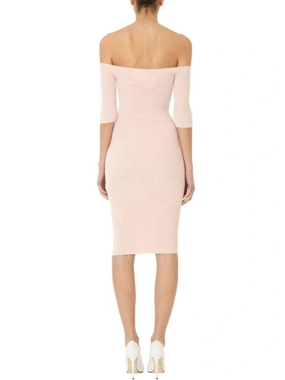 Shop Helmut Lang Pink Velvet Off Shoulder Dress In Rose-pink