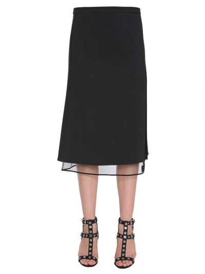 Shop Versace Midi Crêpe Skirt In Nero