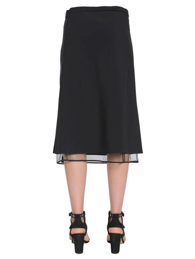 Shop Versace Midi Crêpe Skirt In Nero