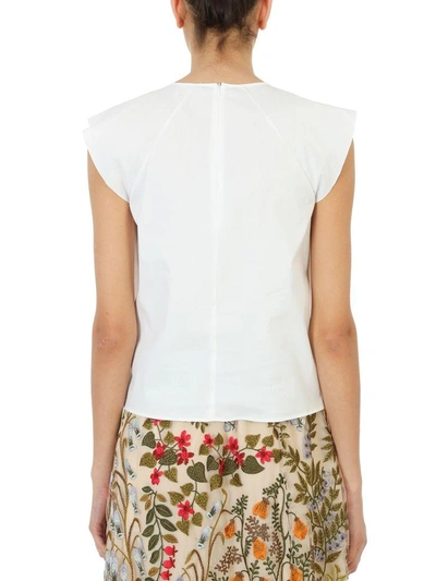 Shop Red Valentino White Cotton Blend Ruffled Top