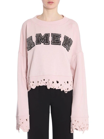 Shop Amen Cropped Sweatshirt In Rosa