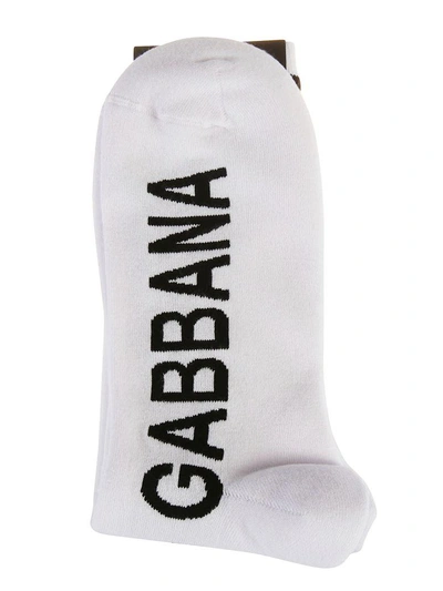 Shop Dolce & Gabbana Logo Print Socks In White