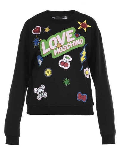 Shop Love Moschino Cotton Sweatshirt In Black