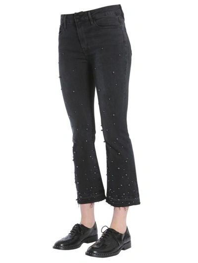Shop Frame Le Crop Mini Boot Jeans In Nero