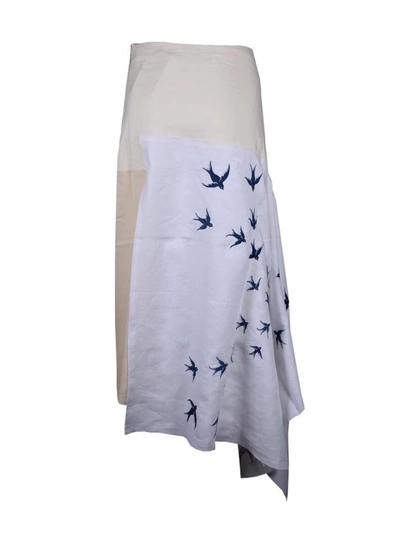 Shop Jw Anderson J.w. Anderson Swallow Embroidered Patchwork Skirt In Off White