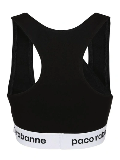 Shop Paco Rabanne Logo Elasticated Sports Bra In Black