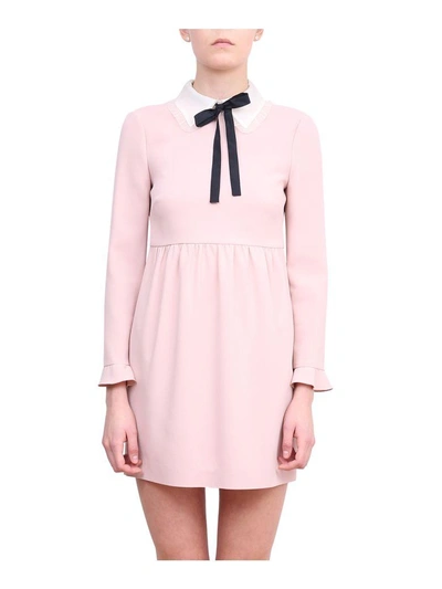 Shop Red Valentino Cady And Organza Dress In Rosa