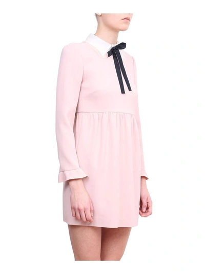 Shop Red Valentino Cady And Organza Dress In Rosa