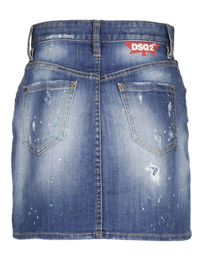 Shop Dsquared2 Distressed Denim Mini Skirt