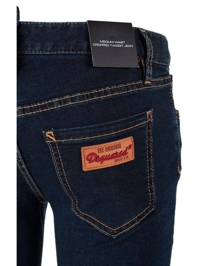 Shop Dsquared2 Twiggy Cropped Stretch Denim Jeans In Blu