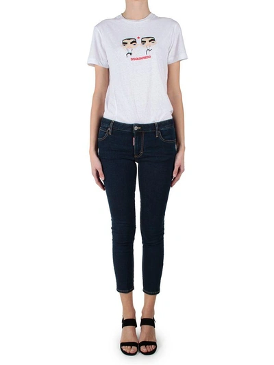 Shop Dsquared2 Twiggy Cropped Stretch Denim Jeans In Blu