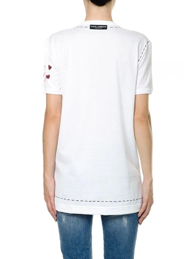 Shop Dolce & Gabbana Cotton T-shirt With Embroidery In White