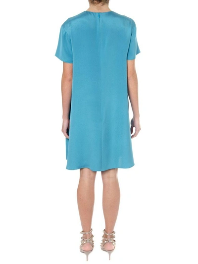 Shop Valentino Light Blue Silk Short Dress In Cerulean