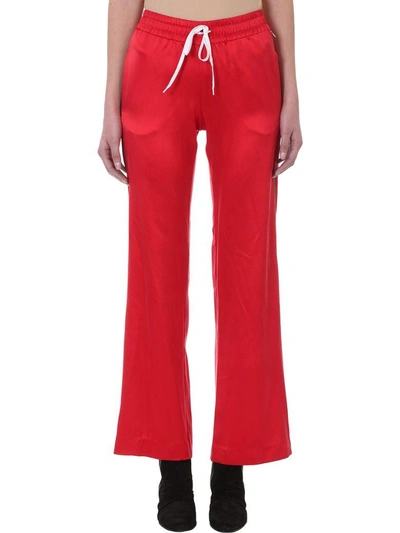 Shop Amiri Silk Track Wide Leg Pants In Red