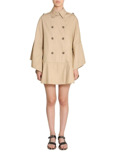 Shop Red Valentino Cape Trench Coat In Beige