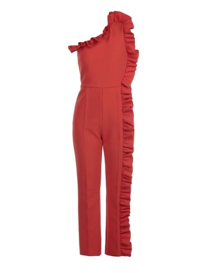 Shop Msgm Plain Color Jumpsuit In Red