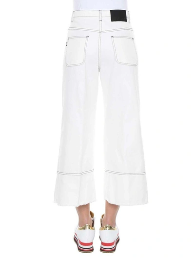 Shop Msgm Cropped Wide-leg Jeans In Bianco