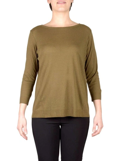 Shop Majestic Cotton And Cashmere Blend Sweater In Kaki
