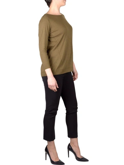 Shop Majestic Cotton And Cashmere Blend Sweater In Kaki