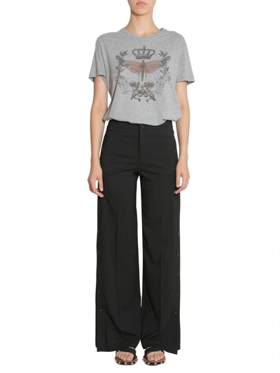 Shop Red Valentino Dragonfly And Crown Printed T-shirt In Grigio