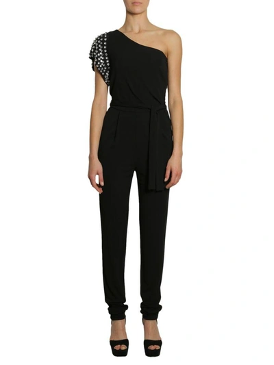 Shop Michael Michael Kors One Shoulder Jumpsuit In Nero