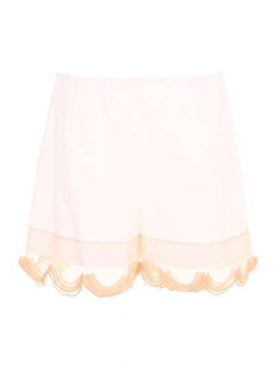 Shop Prada Compact Poplin And Cigaline Shorts In Bianco+albicocca (white)