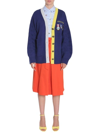 Shop Mira Mikati Cardigan With Scout Patch In Blu