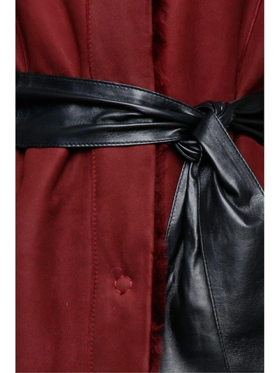 Shop Drome Leather Coat In Burgundyrosso