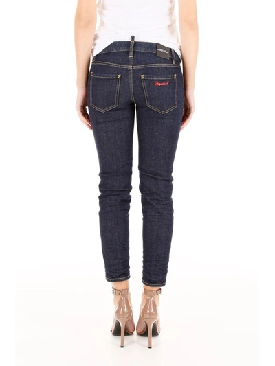 Shop Dsquared2 Cropped Twiggy Jeans In Blue Denimblu